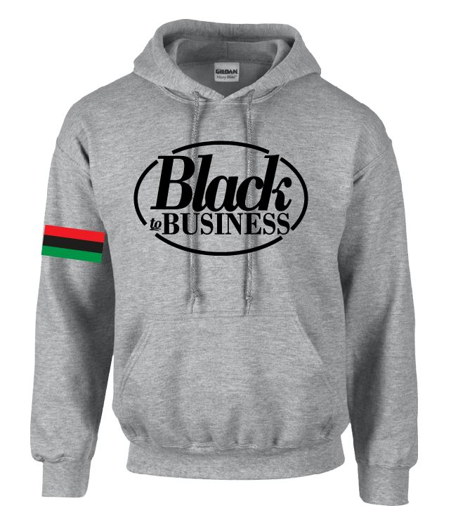 black to business grey hooded sweatshirt